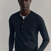 Ribbed Linen-Blend Henley Shirt