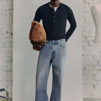 Ribbed Linen-Blend Henley Shirt