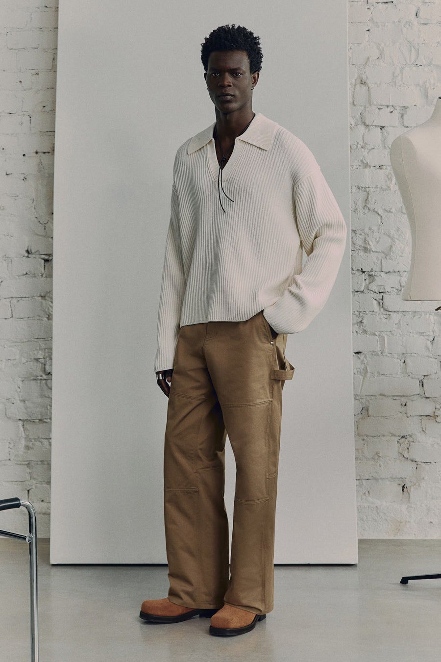 Rib-knit polo jumper (Copy)
