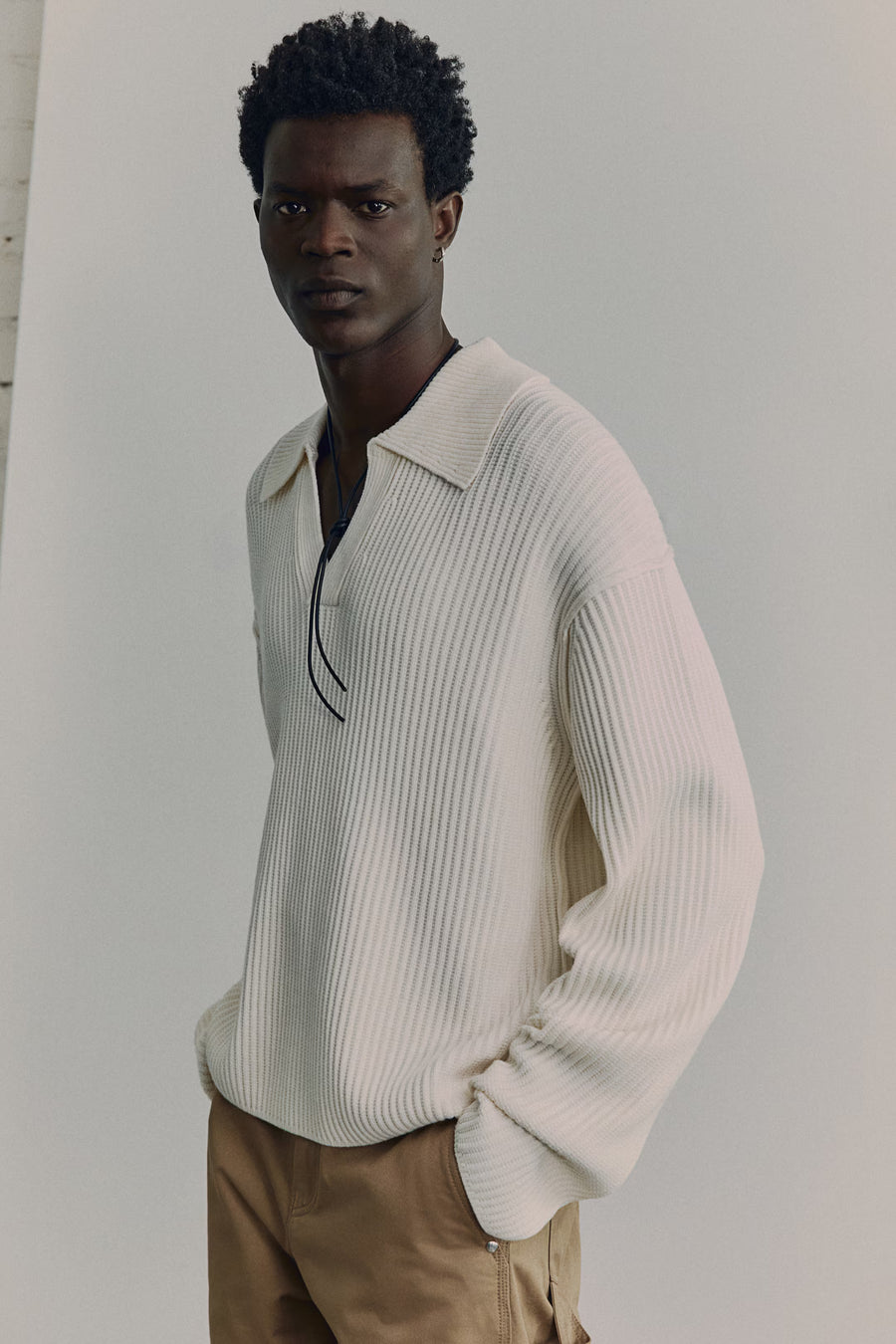 Rib-knit polo jumper (Copy)
